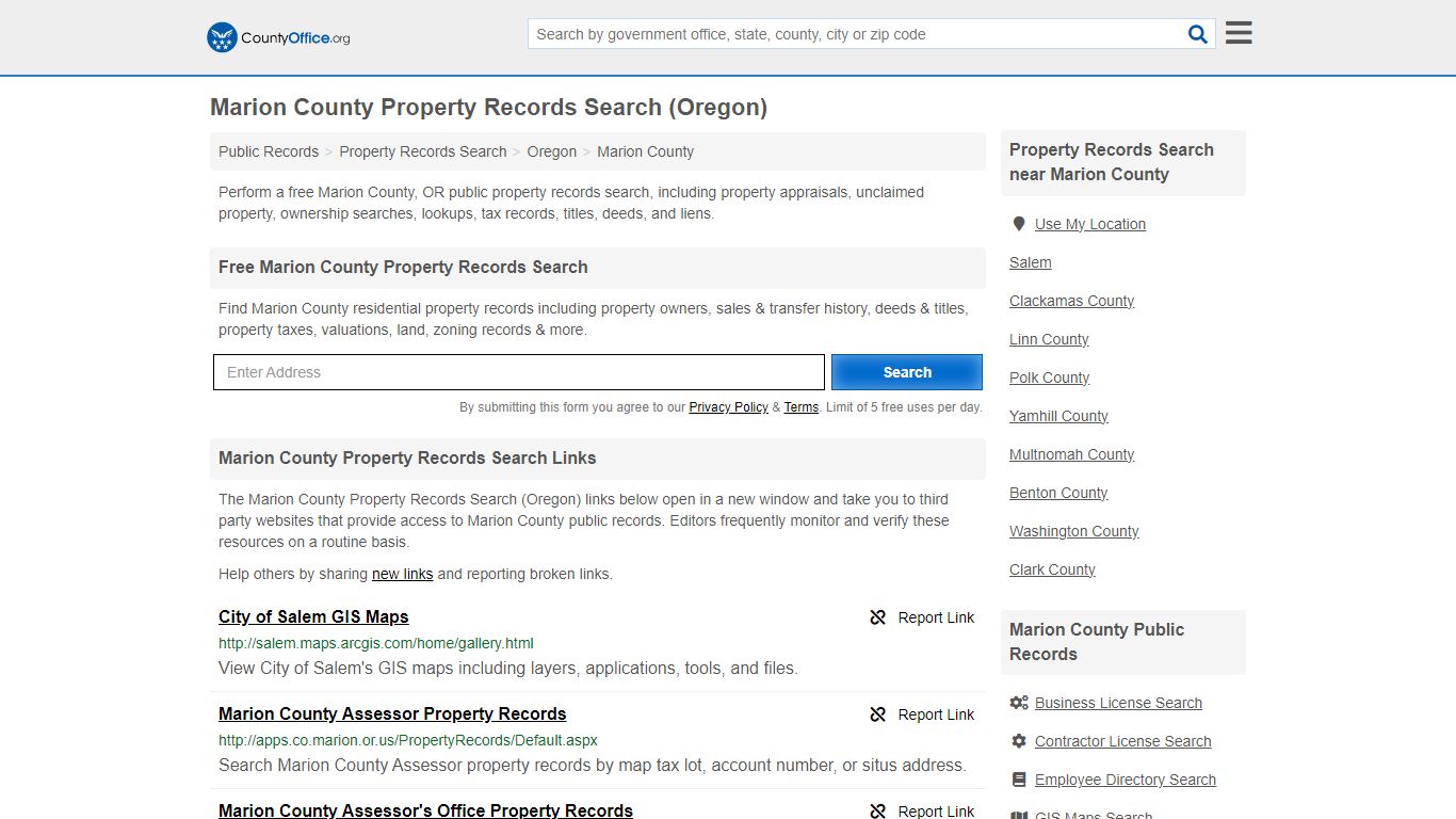 Marion County Property Records Search (Oregon) - County Office